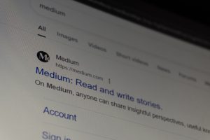Screenshot of the medium website search results page